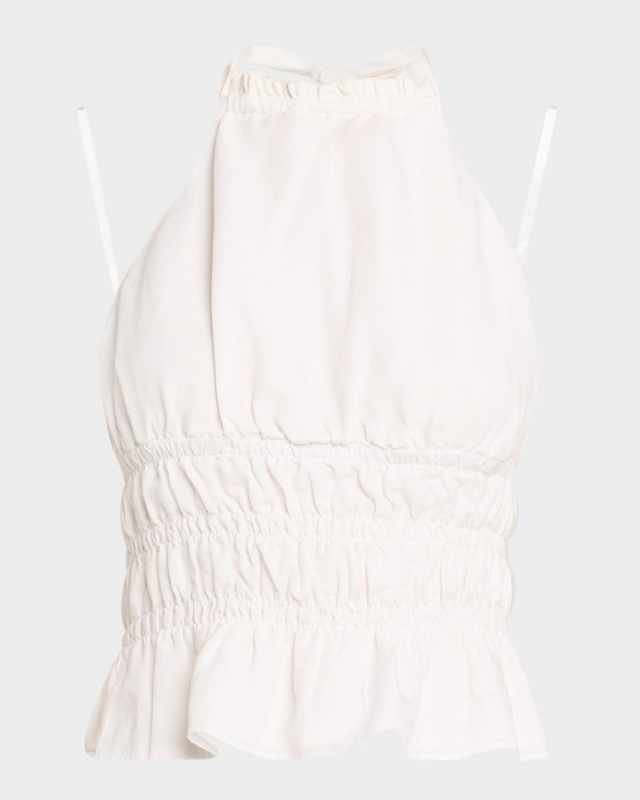 Air Linen Smocked Halter Top